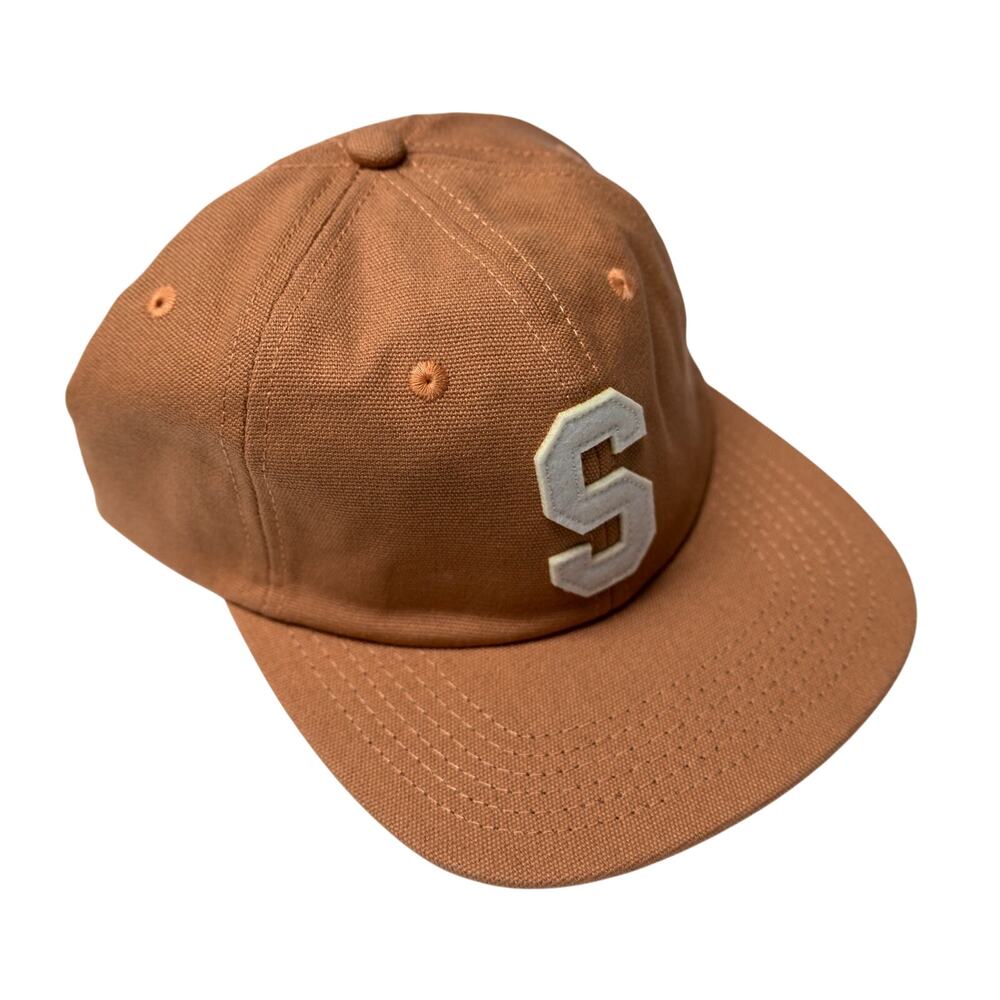Stussy Felt S Logo Canvas Strapback Hat Coral